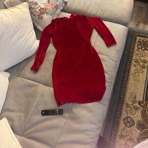 Open back Red seduction dress , long-sleeve , size US6